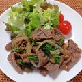 さくらスキップ's cooksnap of when they made 簡単美味しい牛肉春菊オイスターソース炒め.