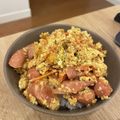 クックパッド開発担当 重森's cooksnap of when they made お手軽！！ トマトとウインナーの卵とじ丼.