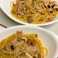 当帰芍薬散's cooksnap of when they made たっぷりきのことベーコンの和風パスタ.
