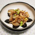 バカリャウ's cooksnap of when they made こんにゃくと蓮根と枝豆の甘辛煮　舞茸もね.