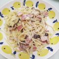 黒猫＆虎猫's cooksnap of when they made ワンパンでベーコンときのこのチーズパスタ.
