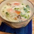 おこわだいすき※'s cooksnap of when they made 豆苗入り・舞茸と里芋の味噌ミルクスープ.