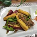 chi−ちゃん's cooksnap of when they made 菜の花さつま芋豚肉の炒め物スイチリ醤油.