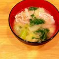 chii198's cooksnap of when they made 青梗菜と豚肉のお味噌汁.