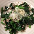 ベティ３'s cooksnap of when they made ほうれん草と挽き肉炒めオン・ザ・チーズ.