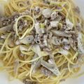 みんこ・∀・'s cooksnap of when they made 豚肉とごぼうの柚子コショウクリームパスタ.