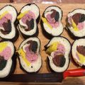 hikajiri's cooksnap of when they made 恵方巻？のり巻き？カラフルラウンドパン.
