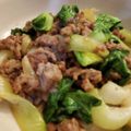 Ra16's cooksnap of when they made 挽き肉とチンゲン菜のオイスターソース炒め.