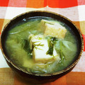 龍青空ママ's cooksnap of when they made いつもの♬水菜と白ネギと厚揚げの味噌汁.