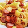 yukoko☆'s cooksnap of when they made キャベツとソーセージの和風マヨパスタ.