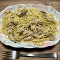 gamasamu's cooksnap of when they made お店の味！豚肉と長ねぎの和風スパゲッティ.