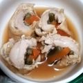 yamami32's cooksnap of when they made 鶏モモ肉の油揚げロール煮.