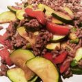 HiroeL's cooksnap of when they made ズッキーニとひき肉の甜麺醤炒め。.
