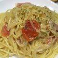 ふじま。's cooksnap of when they made トマト・生クリーム・生ハムのパスタ.