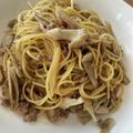 みんこ・∀・'s cooksnap of when they made 【話題入り】豚肉と牛蒡の和風パスタ.