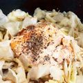 PinkyTexas's cooksnap of when they made キャベツと甘塩鮭のにんにく醤油焼き.