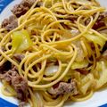 らんさくぽほ's cooksnap of when they made 牛肉とキャベツのバター醤油パスタ.