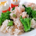 umi☆neco's cooksnap of when they made ฺ菜の花と鮭の春色炊き込みご飯.
