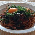 もすろー's cooksnap of when they made 炒め納豆・ベーコンのにんにくパスタ.