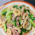 ☆３匹の子ぶた☆'s cooksnap of when they made ちくわぶ&青梗菜&豚こま肉の中華炒め.