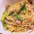 butabarako's cooksnap of when they made 簡単！ベーコンとアスパラの醤油マヨパスタ.