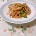 yesmama's cooksnap of when they made 豚・蓮根･蒟蒻炒め.