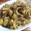 Jun0402's cooksnap of when they made さつまいもと豚肉の甘辛炒め丼.
