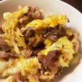 おーぶんおーぶん's cooksnap of when they made すき焼きみたいな牛キャベ卵とじ.
