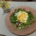Laufen's cooksnap of when they made サラダほうれん草でミモザサラダ.