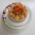 0156's cooksnap of when they made ひなまつりに♡サーモン花の寿司ケーキ.