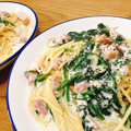 ましゅまろ☆☆'s cooksnap of when they made ほうれん草とベーコンのクリームパスタ.