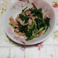 くネコまろす's cooksnap of when they made 春菊とベーコンの美味しい炒め.