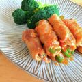 ちーまぐ's cooksnap of when they made 豚もも肉のピーマン巻でポークチャップ！.