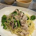 まいこっこ食堂's cooksnap of when they made 塩麹豚＆かき菜のパスタ(菜の花でも）.
