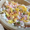 まめはっぱ's cooksnap of when they made ✴︎枝豆入り焼き鮭の親子寿司♡大葉散らし.