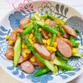 オウジリリノエ's cooksnap of when they made ウィンナーとアスパラのバター醤油炒め☆.