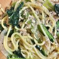 ムーヒツジ's cooksnap of when they made こくうま！小松菜とツナの和風パスタ.
