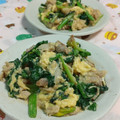 赤い電話's cooksnap of when they made 青菜と豚肉とたまごの三色炒め★.