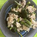 ちょこみ５５'s cooksnap of when they made 減塩 豚と春菊のにんにく醬油炒め.