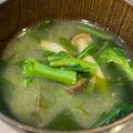 めめの台所's cooksnap of when they made ❀春菊ときのこのお味噌汁❀.