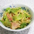 ＠迷子＠'s cooksnap of when they made レタスとベーコンのバター醤油うどん.