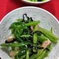 ささささ＆＊'s cooksnap of when they made おつまみに☆ほうれん草の茎と塩昆布炒め.