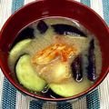 にきけん's cooksnap of when they made なすとキムチのピリ辛お味噌汁.
