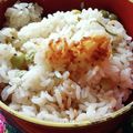 花時計咲いた's cooksnap of when they made 夕食弁当♪美味♪えんどう豆で旬な豆ごはん.
