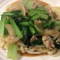 ベティ３'s cooksnap of when they made 豚肉と小松菜で＊もちパリ餡かけ焼うどん＊.