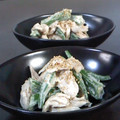 うに１１８'s cooksnap of when they made オクラとささみのごまマヨ和え.