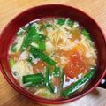Emihann's cooksnap of when they made にらとトマトの卵スープ★エスニックスープ.