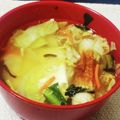 私市ビッキーズ津門巳's cooksnap of when they made «“たまごとじスープ+具色々”».