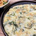 ちはてぃ's cooksnap of when they made 米粉でサクッと　春菊のチヂミ.