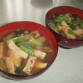 きらり流れ星's cooksnap of when they made 小松菜と油揚げの味噌汁.